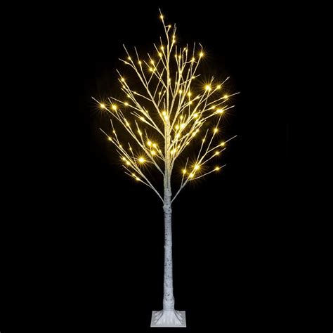 Zimtown 4ft Birch Tree Artifical Christmas Tree With 48 Warm White