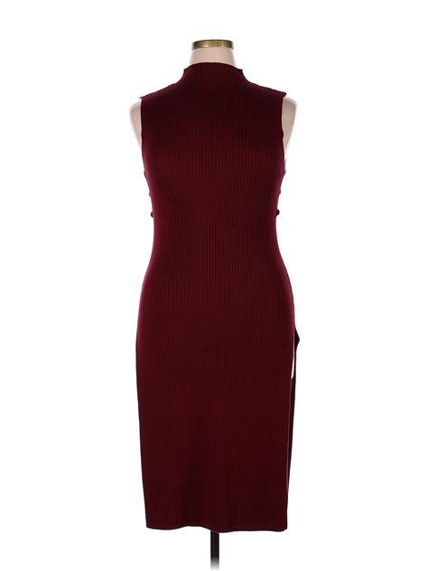 Ashley Stewart Solid Maroon Burgundy Casual Dress Size 14 (Plus) - 71%