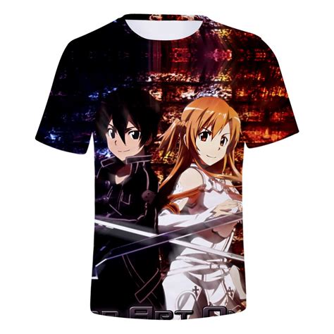 Sword Art Online Katana Kirito Shirts Men Summer Casual 3d Shirts Anime