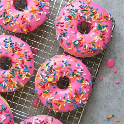 Baked Birthday Cake Doughnuts Recipe Girl