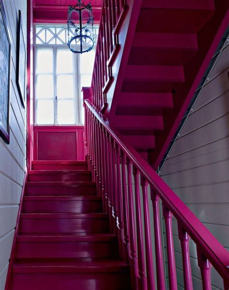Pink Staircase In A House In Krasnogorsk Painted Staircases Painted