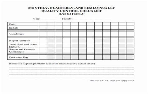Quality Control Form Template Luxury Dental Radiography Qa And Qc