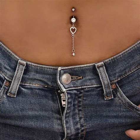 Rhinestone Heart Belly Ring The Custom Movement In 2021 Belly Piercing Jewelry Belly