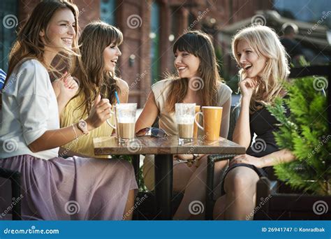 Group Of Young Women Drinking Coffee Stock Image Image Of Adult Leisure 26941747