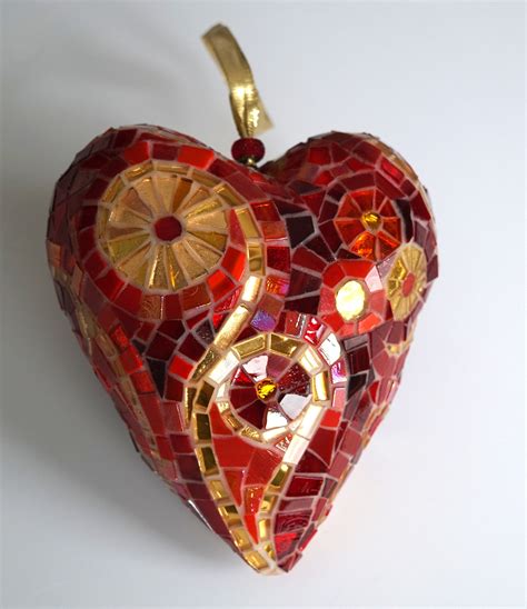 Mosaic Heart Red Heart Ornament Mosaic Art Mosaic Home Decor Etsy
