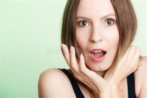 Surprised Shocked Woman Face With Open Mouth Stock Photo Image Of