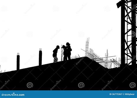 Silhouette Labor Working In Construction Site Stock Image Image Of