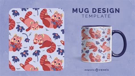 Red Panda Cute Mug Design Vector Download