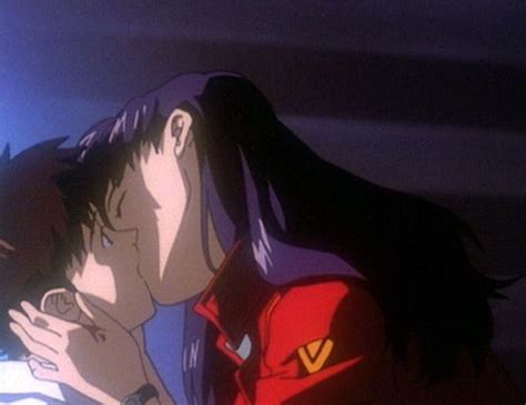 Misato Kisses Shinji Neon Evangelion Neon Genesis Evangelion Evangelion