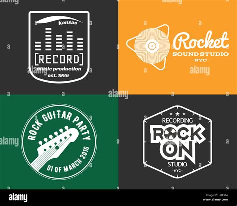 music production studio logos set. Musical label icons. Music insignia ...