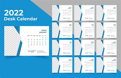 2022 Bureaukalender Planner Week Start Op Maandag Sjabloon Voor