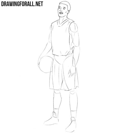 Chibi cute african american boy drawing holding a bask. How to Draw a Basketball Player | Drawingforall.net