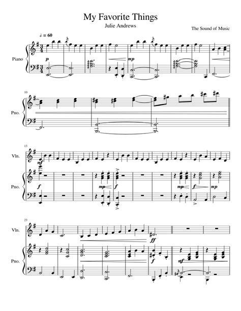 My Favorite Things Violin Sheet Music For Piano Violin Solo