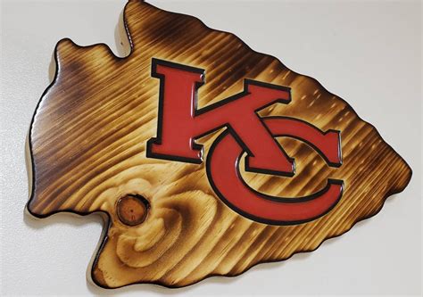 Kansas City Chiefs Wooden Logo Sign Large Size 135w X 85t Etsy