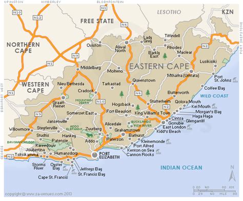 South African Map Eastern Cape