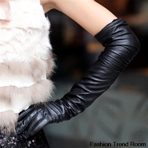 2 Colors The 2018 New Faux Long Leather Gloves Fashion Women Gloves Warm Outdoors Long Design