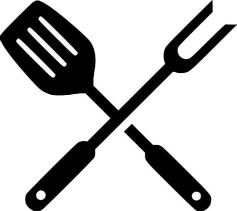 Barbecue Cooking Crossed Spatula And Fork With Fire Svg Etsy