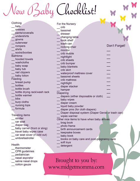 Printable Baby Checklist This Is A Free Baby Needs Checklist Just For