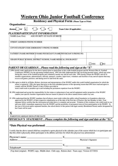 Our team of experts are on your side. Top Ohio Sports Physical Form Templates free to download ...