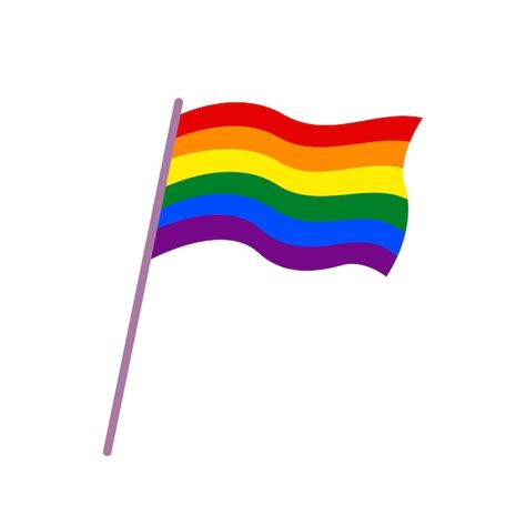 bandera lgbt aislada ondeando la bandera del arco iris de colores con asta de bandera sobre