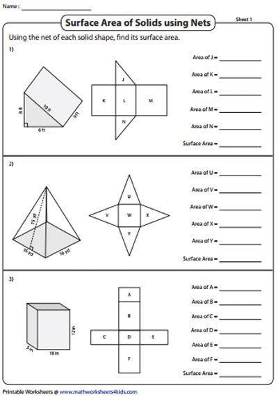Surface Area 7th Grade Worksheets Pdf