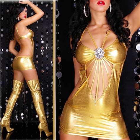 Fashion Care U Cw Sexy Gold Clubwear Mini Dress