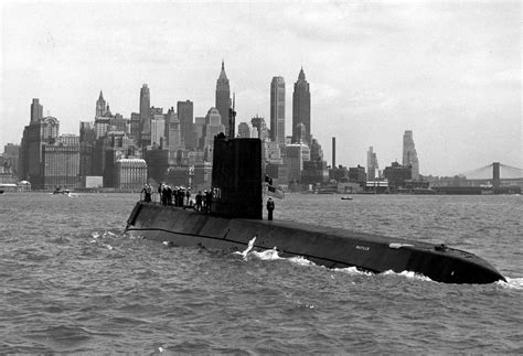 The Worlds First Nuclear Powered Submarine Uss Nautilus With New York