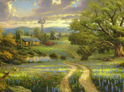 Wallpaper Painting Art Landscape Road Country At Home