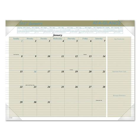 At A Glance Executive Monthly Desk Pad Calendar 22 X 17 Buff 2018