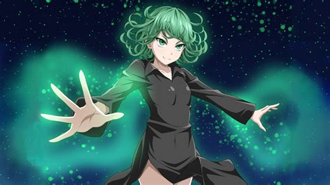 one punch man tatsumaki anime girls green hair green eyes wallpaper resolution 2085x1173 id