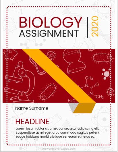 The information and components that are included in the cover page depend on the requirement of the task. Biology Assignment Cover Page Templates | MS Word Cover ...