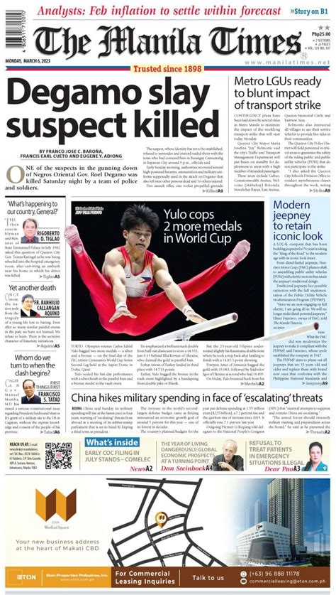 The Manila Times Front Page | March 6, 2023 | The Manila Times