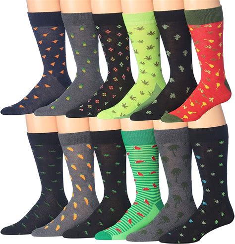 James Fiallo Mens 12 Pairs Funny Funky Crazy Novelty Colorful Patterned Dress Socks M197 12