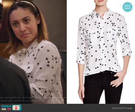 Wornontv Anas White Star Print Shirt On Grown Ish Francia Raisa Clothes And Wardrobe From Tv