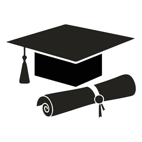 Silueta De Birrete Y Diploma Sobre Fondo Blanco Concepto De Graduación