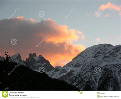 Red Sky Over Dolomiti Stock Photo Image Of Mountain Falcade 153028