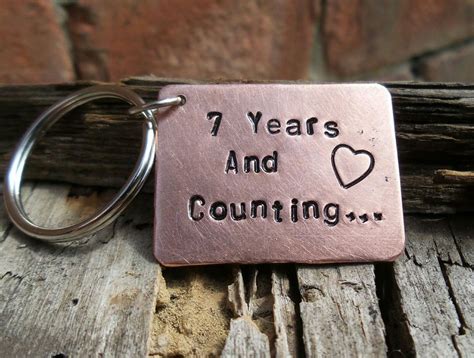 7th Wedding Anniversary T Keyring Personalised Copper Seven Years