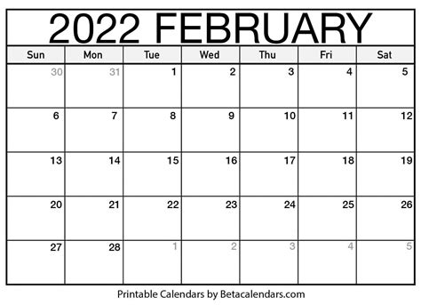 printable  february  calendar png