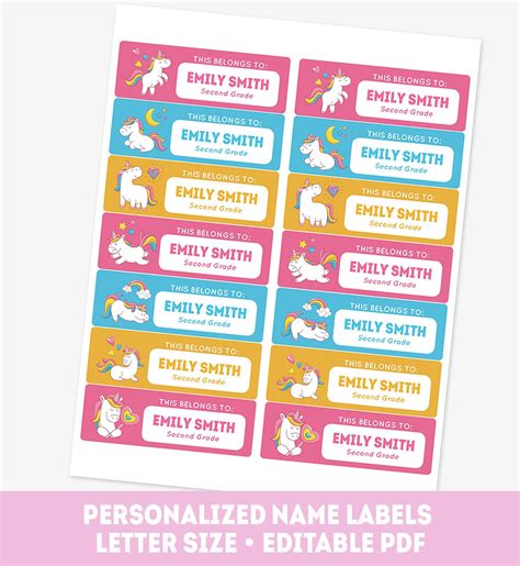 Printable Name Labels For Girls Kids School Name Tags Etsy