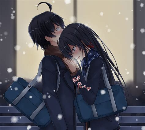 Hd Wallpaper Hikki And Yukinon Kissing Illustration Anime My Teen