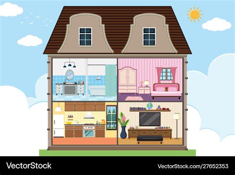 Four Rooms In House Royalty Free Vector Image Vectorstock