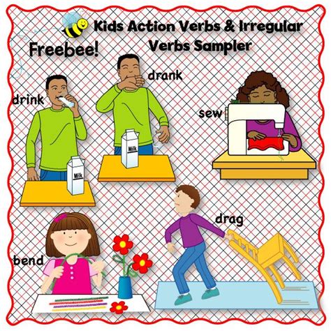 Kids Action Verbs And Irregular Verbs Clip Art Sampler Materiales