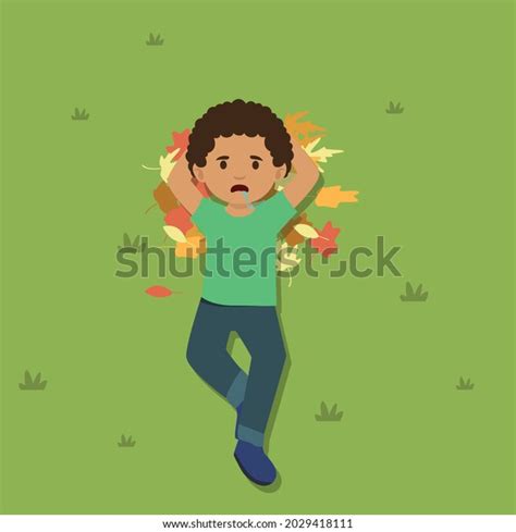 Boy Lying Down On Lawn Illustration Stock Vector Royalty Free 2029418111