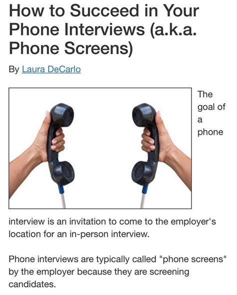 Advice For Telephone Interview Success By Laura Decarlo Aka