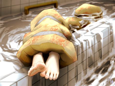 Yukkuribito Tagme 1girl Asphyxiation Barefoot Bathtub Bdsm