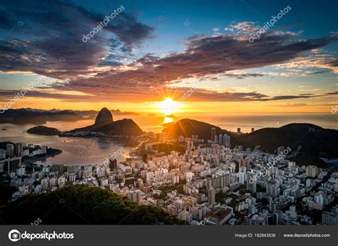 Vista Panorâmica Cidade Rio Janeiro Durante Pôr Sol Fotos Imagens De