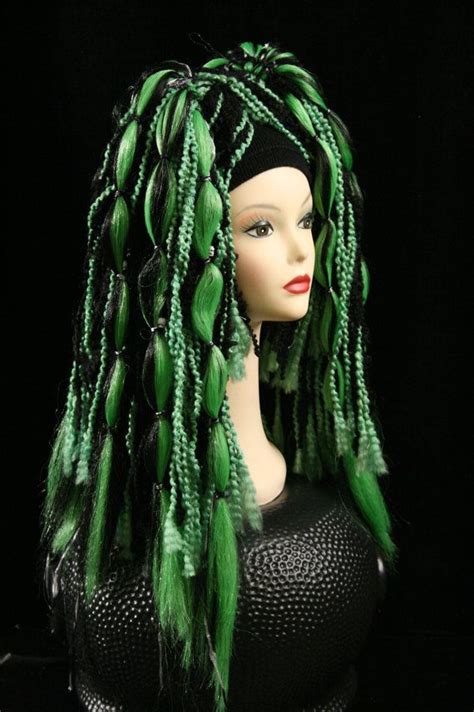 Neon Green With Black And Skull Beads Hair By