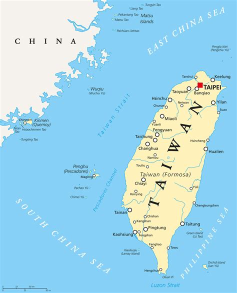 Taiwan Map Guide Of The World
