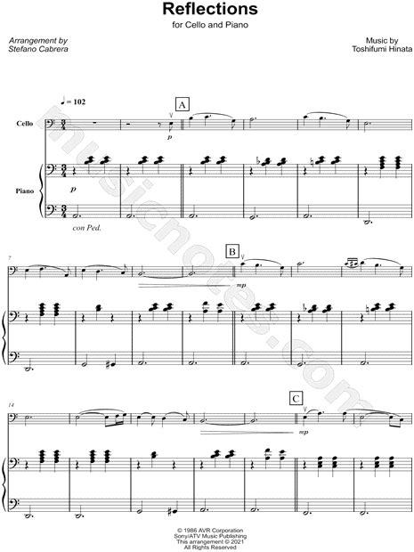 Gnus Cello Reflections Cello And Piano Sheet Music In A Minor