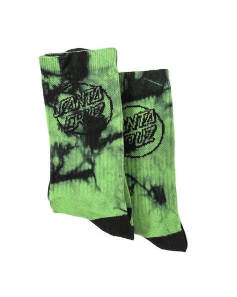 Santa Cruz Youth Socks Dye Dot 2pk Blackgreen Us 2 8